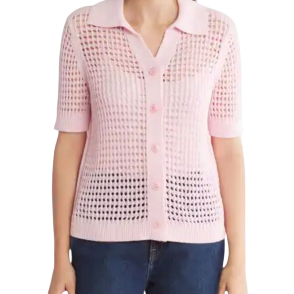 Elegant Pink Knit Cardigan for Women